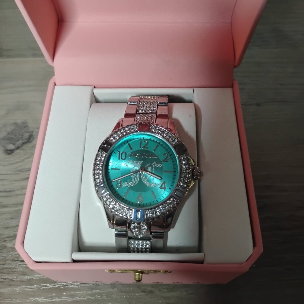 Juicy Couture JC/1384GNGN Teal Green Analog Wrist Watch featuring crystal bezel - Picture 4 of 5